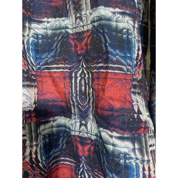 Visconti Black Shirt Mens Medium Flip Cuff Paisley Watercolor Art Collared (J24) - Picture 5 of 9